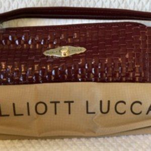 Elliott Lucca Tropez Designer Woven Leather Crossbody - Oxblood